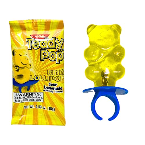 Teddy Pop Sour Lemonade Ring Lollipops - 40 Count