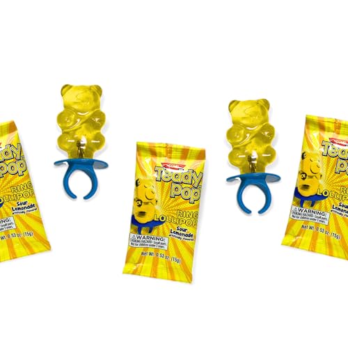 Teddy Pop Sour Lemonade Ring Lollipops - 40 Count