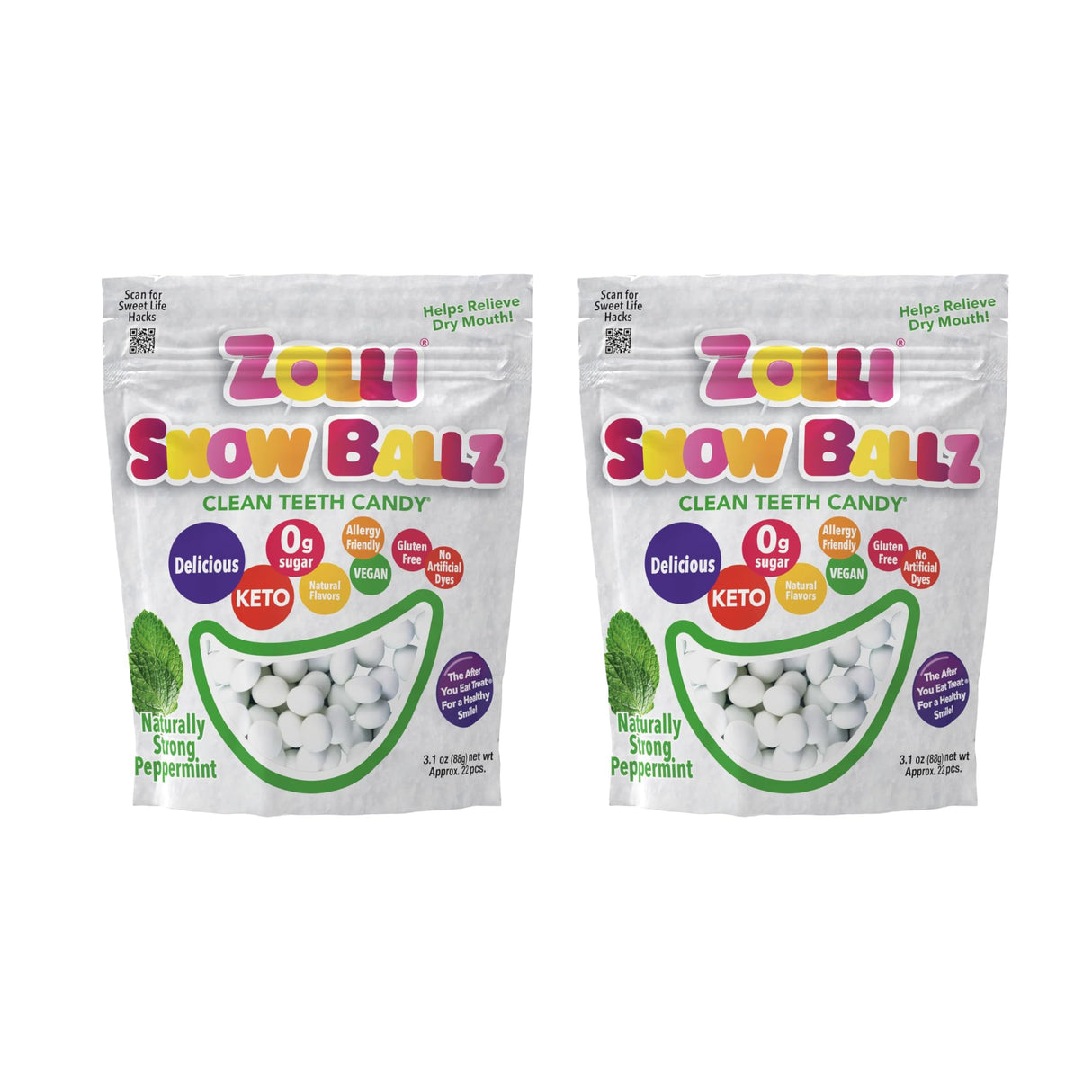 Zolli Snow Ballz Sugar-Free Peppermints (2 Pack)