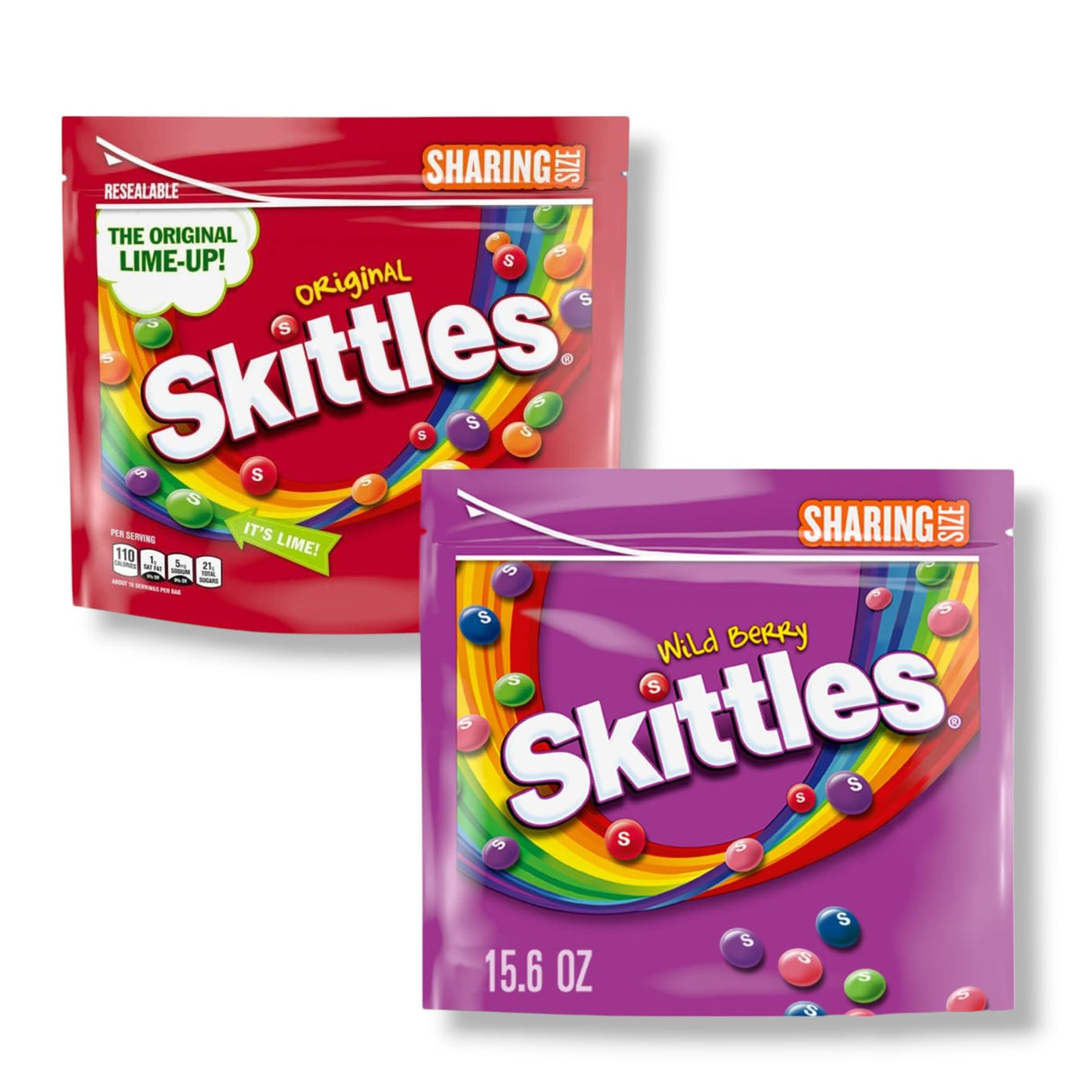 Skittles Original & Wild Berry Sharing Size 15.6 Oz (2 Pack)