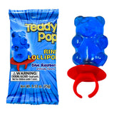 Teddy Pop Ring Lollipops - Blue Raspberry 40 Ct