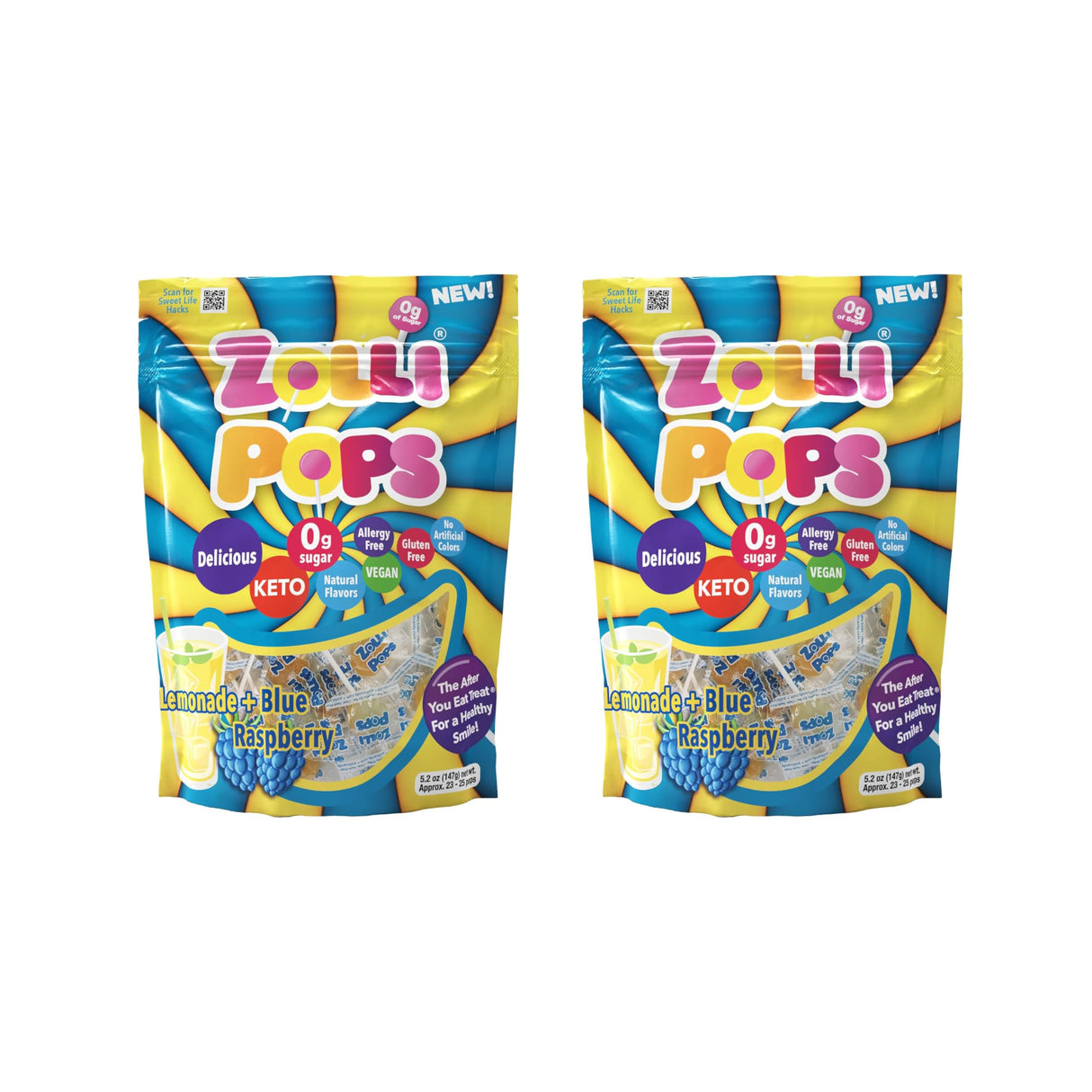 Zollipops - Sugar Free Blue Raspberry & Lemonade (2 Pack)