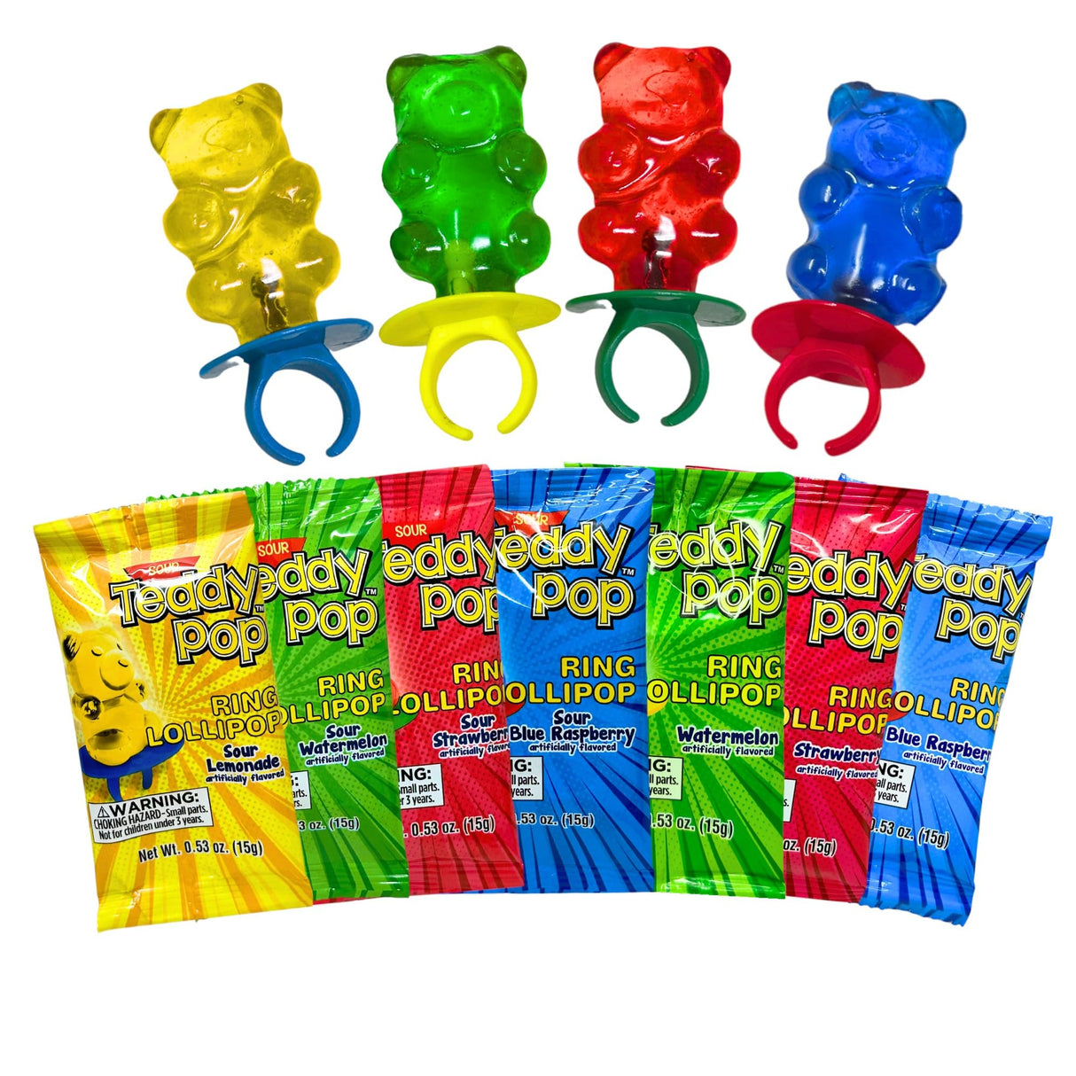 Teddy Pop Sour & Sweet Ring Lollipops Mix (60 Ct)