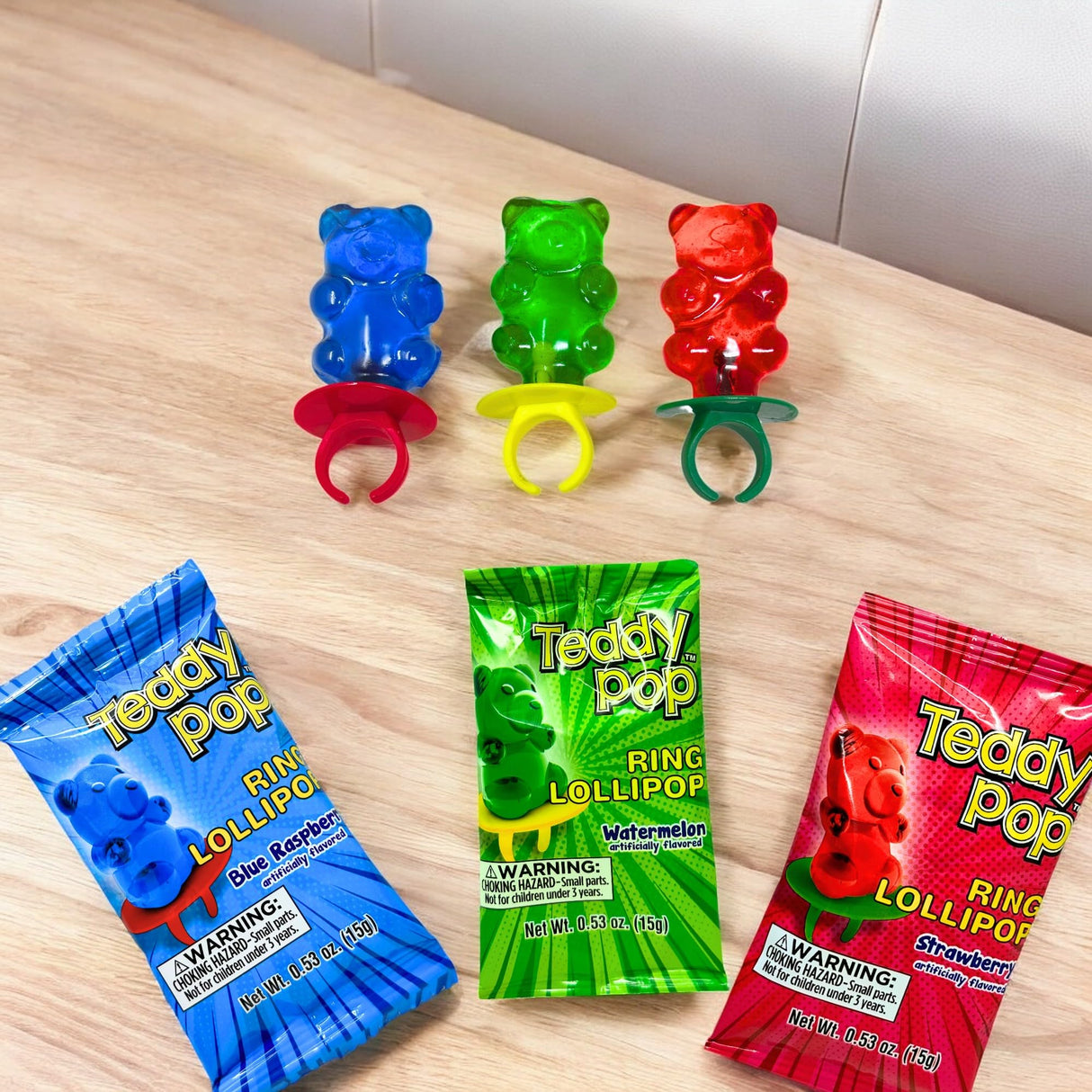 Teddy Pop Ring Lollipops - 30 Ct