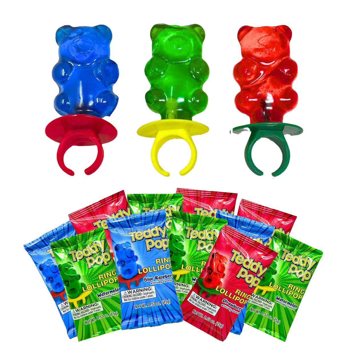 Teddy Pop Ring Lollipops - 30 Ct