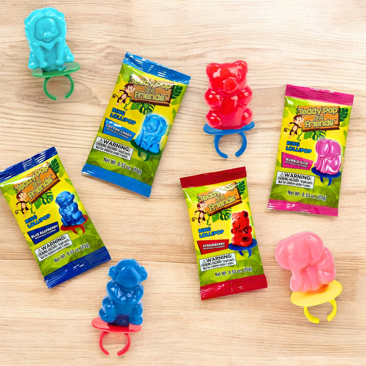 Teddy Pop & Friends Ring Lollipops (30 Ct)