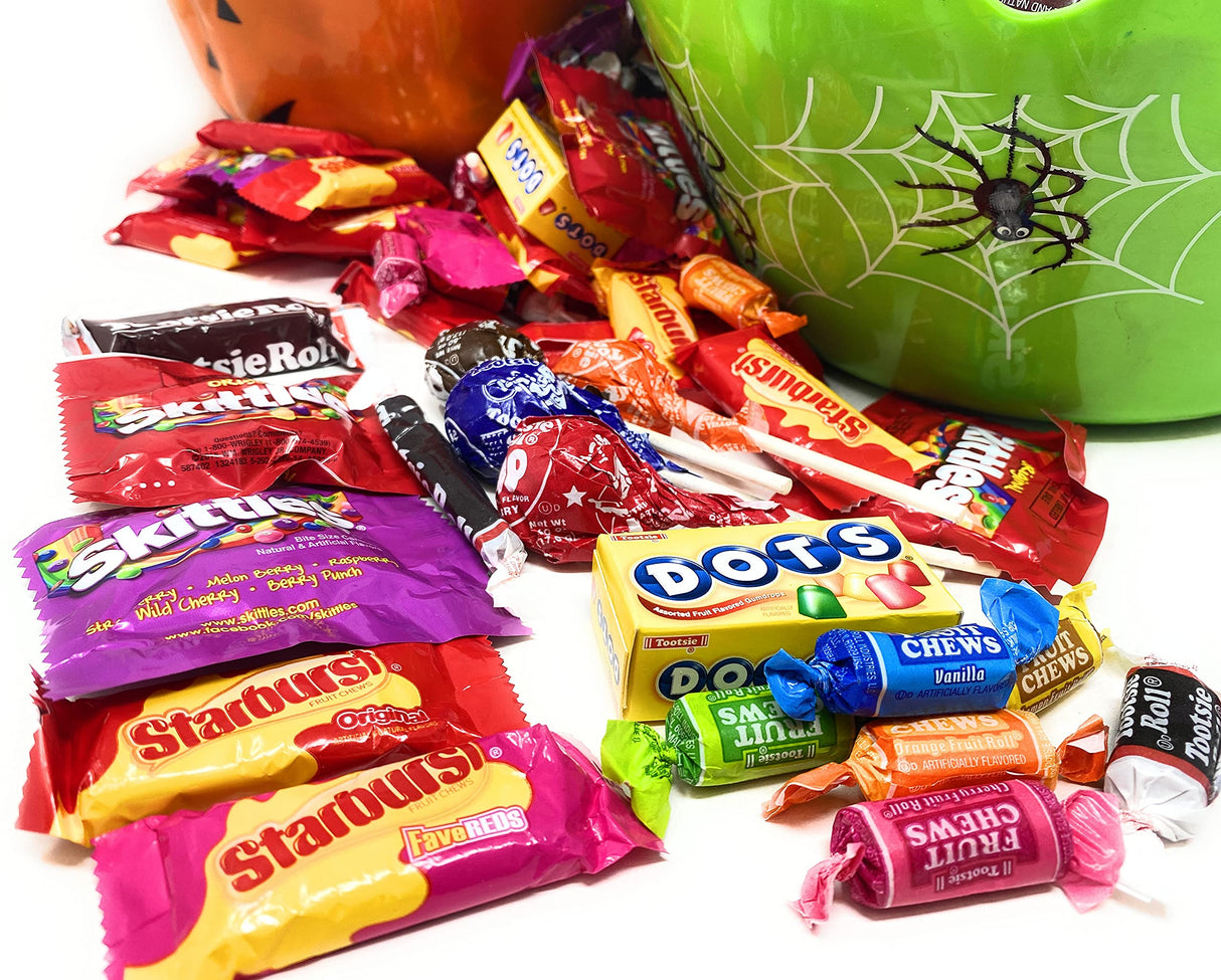 Assorted Bulk American Candy Starbursts, Skittles, Tootsie Rolls, Dots, Tootsie Pops Fruit Rolls