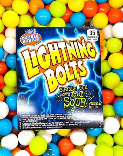 Lightning Bolt Bubblegum Gumballs Filled With Super Sour Candy 3 Lbs American Candy Assorted Mix Bulk Value In Resealable Bag (48 Oz)