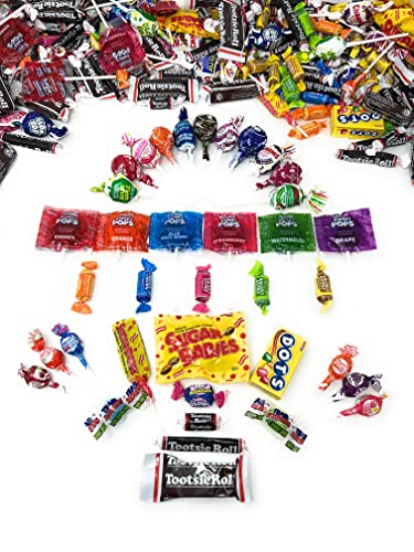 Carnival Candy Assortment - 8 lbs - Tootsie Rolls, Lollipops, Fruit Chews, Sugar Babies and Daddys, Bubble Gum and Dots (128 Oz) .