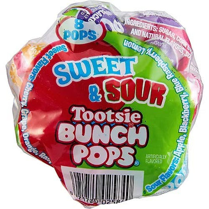 Tootsie Roll Sweet & Sour Bunch Pops Filled With Chewy Tootsie Roll Candy - Assorted 8 Flavor Variety Bulk Pack 96 Count Lollipops 3.175 lbs (50.8 Oz)