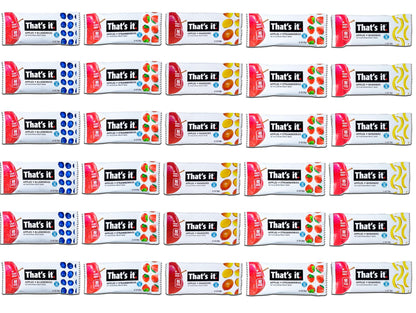 That's It Bulk Variety Pack - 30 Count All Natural Real Mini Fruit Bars, 5 Flavor Assortment Apple With - Mango, Banana, Strawberry, Blueberry And Fig